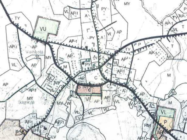 Kaavan muuttaminen on vireillä, kts. Vireillä olevat yleiskaavat. Kuva 4. Ote vuonna 1988 valmistuneesta taajama-alueen osayleiskaavasta Kuva 5.