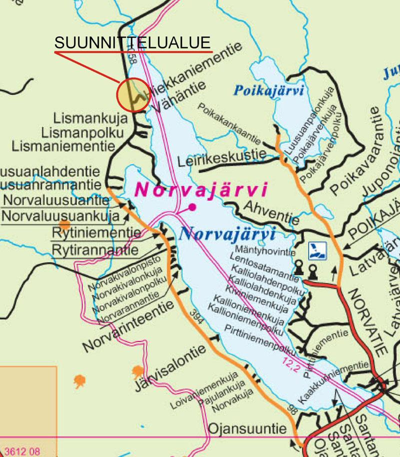 UUNNITTELUALUE: IJAINTIKARTTA 8 Rovaniemen kaupunki Norvajärven yleiskaavan muutos Tilan Hiekkaniemi RN:o 82:9 alueella OALLITUMI- JA