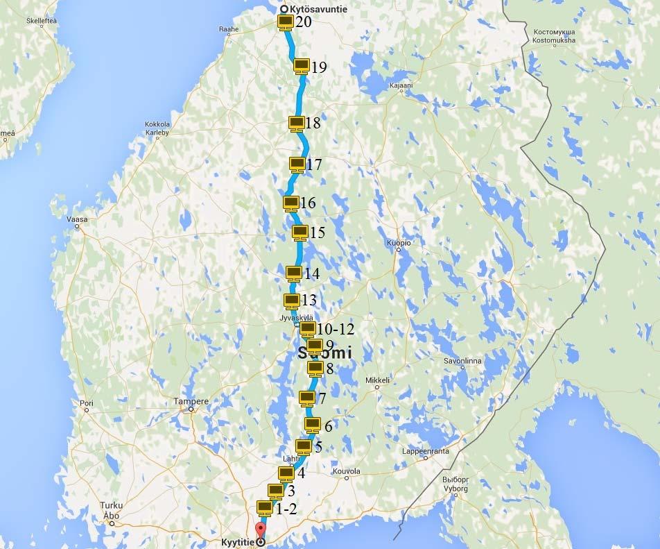 58 Kuva 5.6. Mikko Niskala Oy:n HCT-yhdistelmällä kuljetetaan Keslogin päivittäistavaroita Vantaan ja Kempeleen välillä Valtatiellä 4.