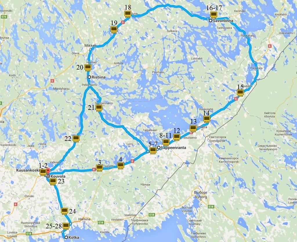 61 Kuva 5.9. Orpe Kuljetus Oy:n HCT-yhdistelmällä kuljetetaan puutavaraa UPM:n tuotantolaitosten ja terminaalien välillä Kaakkois- ja Itä-Suomessa.