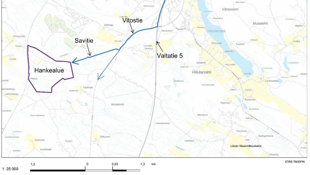 Valtatien 5 ramppien ja Vitostien risteysalueella nopeusrajoitus on 60 km/h.
