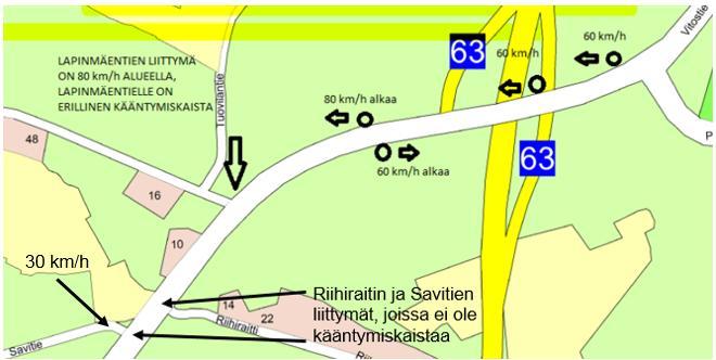 Vitostiellä on voimassa 80 km/h nopeusrajoitus, joka alkaa ennen Lapinmäentien liittymää läjitysalueen suuntaan pohjoisesta ajettaessa. Lapinmäentietä pitkin kuljetaan Heinjoen ajoharjoitteluradalle.