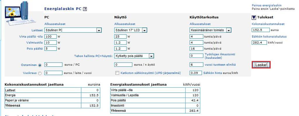 35 minuutin käyttämättömyyden jälkeen ja kolmannessa laskelmassa eli kuviossa 4 viive on 10 15 minuuttia.