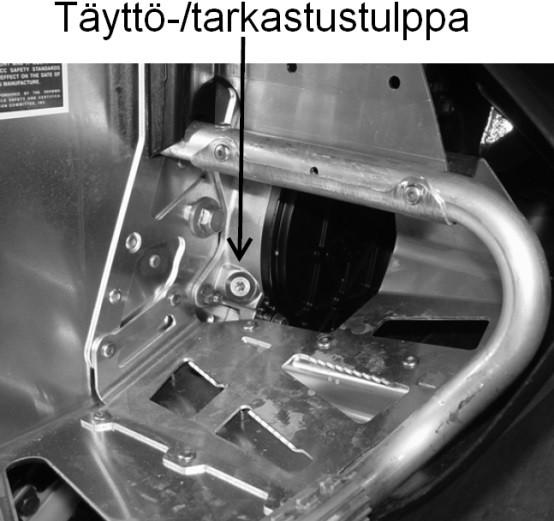 MOOTTORIKELKAN HUOLTO Ketjukotelo Ketjukotelon öljymäärän tarkastus Tarkasta ketjukotelon öljymäärä huolto-ohjelman mukaisesti. 1. Aja kelkka tasaiselle alustalle. 2.