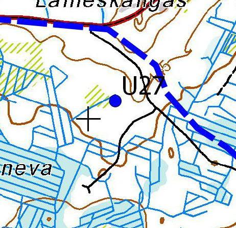 Turbiinipaikka U27 Kasvillisuuskuvaus: Kanervatyypin (CT) kuiva kangas, joka on soistunut vähän.