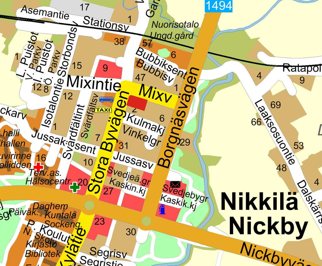Suunnittelualue Asemakaavan muutosalue sijaitsee Sioon suurimman taajaman ja hallinnollisen keskuksen Nikkilän keskustassa, Ison Kylätien ja Mixintien rinteyksessä kaakkoisnurkassa.