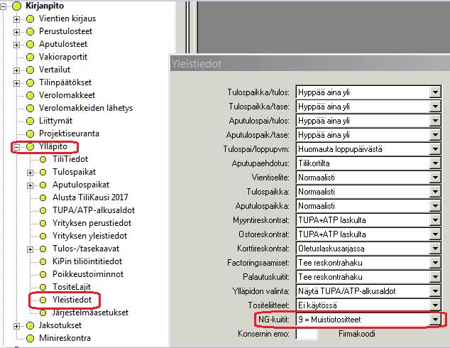 fi/purchaseinvoice/receipt/receipt/ Määrittele vielä tositelaji, jonne kuitit siirretään NG:stä.