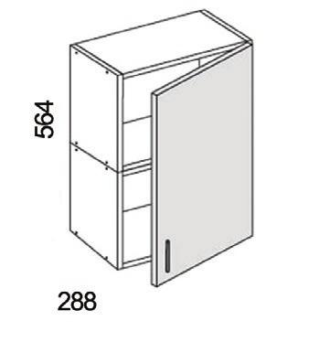 1. 2. * 3. * 4. *Kalusteovi Aventosnostomekanismilla, myydään erikseen. kork. 564mm kork. 354mm kork. 282mm kork.