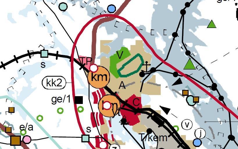 Kaupunginhallitus 17.8.2015 liite nro 2 (23/53) KUVA 2 Ote Keski-Suomen maakuntakaavojen yhdistelmä kartasta. Suunnittelualueen likimääräinen sijainti osoitettu sinisellä nuolella. 3.2. Yleiskaava Suunnittelualueella ei ole voimassa olevaa yleiskaavaa.