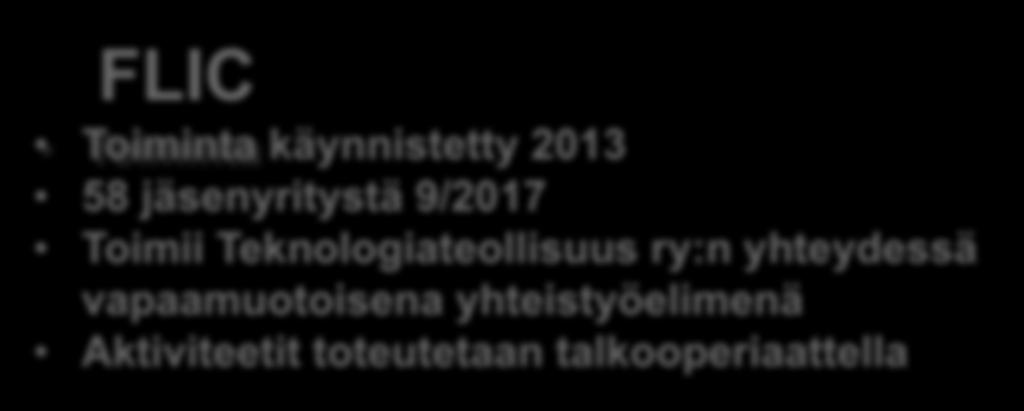 Held Systems Oy Oy IBM Finland Ab Symetri Oy Everon Ab Oy FLIC Exact AIP Mittaus Oy Toiminta käynnistetty 2013 58 jäsenyritystä 9/2017 FCG Finland Oy FM-International Oy Geolaser Oy Geometrix Oy