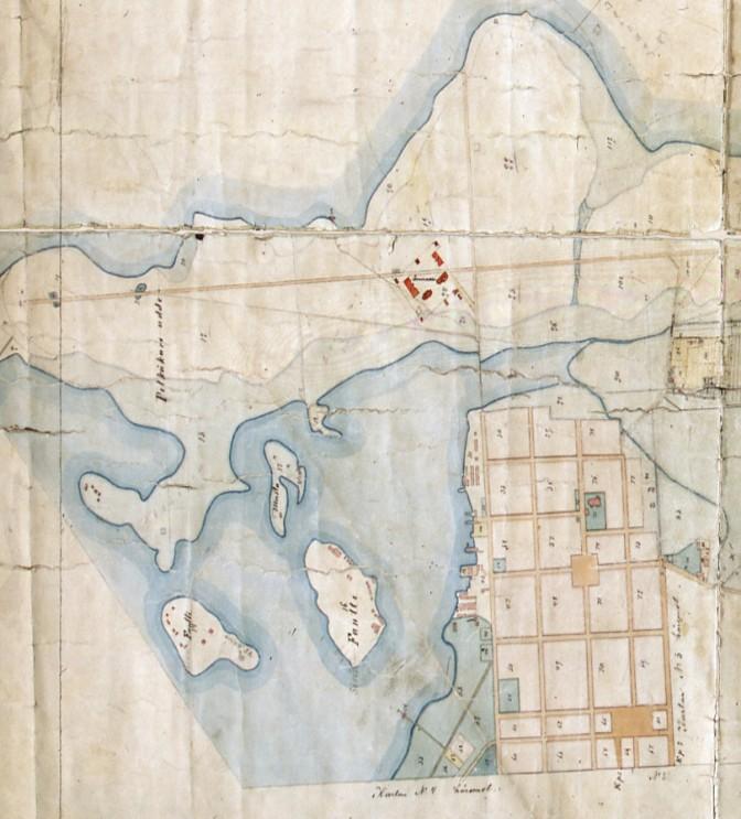 1800-luvun alussa esillä olleet saaret, Maafantti ja Musta, kasvavat nykyisin lehtomaista metsää.
