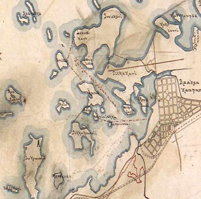 Maafanttin silloisilla kaupungin puoleisilla rannoilla on sijainnut lukuisia kalastajien aittoja.