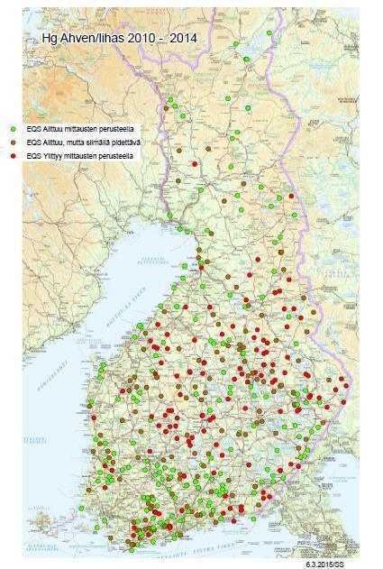 Liite 1 Hg ahven 2010-2014 POPELYn ylitykset 2010-2013 Uljuan tekojärvi Piipsjärvi Pesosjärvi