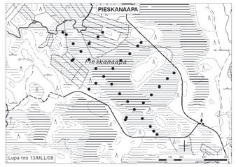 Matti Maunu, Jukka Räisänen ja Timo Hirvasniemi 9. Pieskanaapa Pieskanaapa ( kl. 3641 05, x = 7416,6, y = 3513,3) sijaitsee noin 18 km Kemijärveltä luoteeseen.