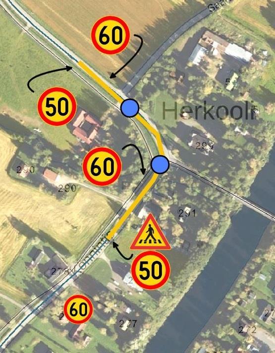 , jää 425 Nopeusrajoituksen alentaminen 60 km/h 50 km/h tieosoitevälillä n. 7000/2/2825 7000/3/180. 2017 NYK.