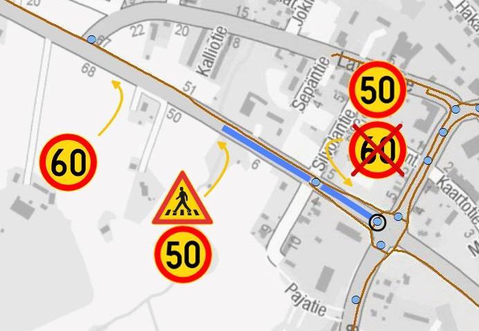 Kohde 325 Tieosoite 775/8/7525 Toholampi, kiertoliittymä Kannustien päässä - Havainnepylväät: oikealle uusi, vasemman korkeuden tarkistus - Suojatiemerkki myös keskisaarekkeeseen