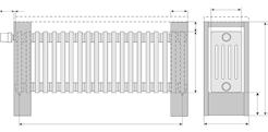 JAERADIAATTORIT PURMO DELTA BENCH DELTA BENCH VERTICAL 5 100 Syvyys 85 55 H 135 H + 190 mm Kannakeväli = (Jaemäärä - 1) x 50 mm - 30 mm c/c = (Jaemäärä - 1) x 50 mm Syvyys + 85 mm Pituus Korkeus