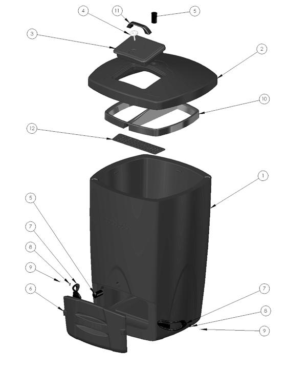 Delförteckning Del Benämning Delnr Material 1 stomme 17761000 PE + PU 2 lock 17761100 PE + PU 3 ifyllningslucka 17761200 PE + PU 4 termometer 29726080 RST 5 luftinloppsventilen och 18710926 PE