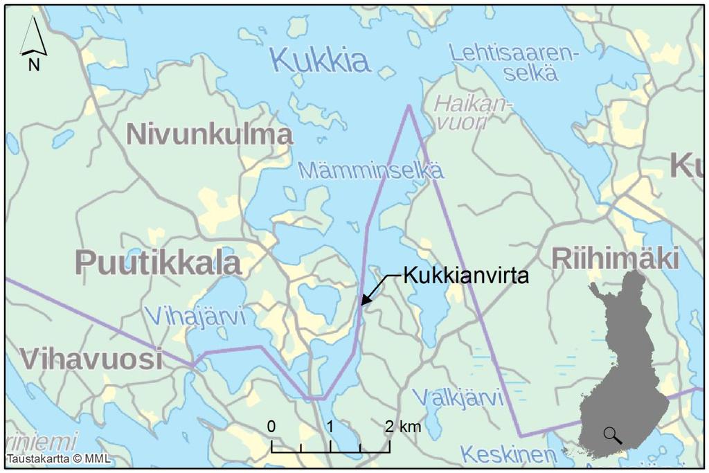 Jokireitit järvien välissä Kukkianvirta Kukkianvirta sijaitsee Kokemäenjoen vesistöalueella Kukkiajärven ja Vuollekeskisen välissä. Vuollekeskinen laskee Vihajärveen, jonka luusuassa on pohjapato.