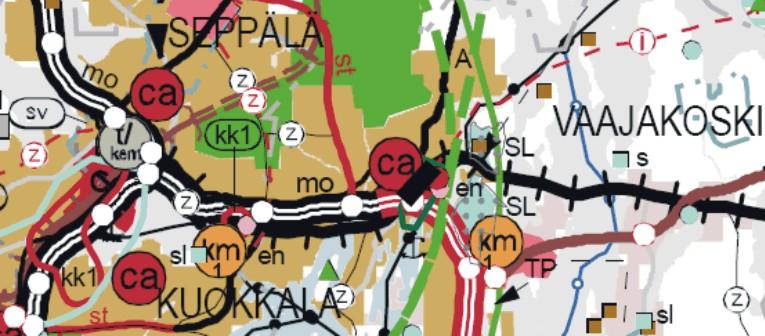 Ote ajantasa-asemakaavasta 3 4.2 Yleiskaava Alueella on voimassa Vaajakoski - Jyskän oikeusvaikutteeton osayleiskaava vuodelta 1991.
