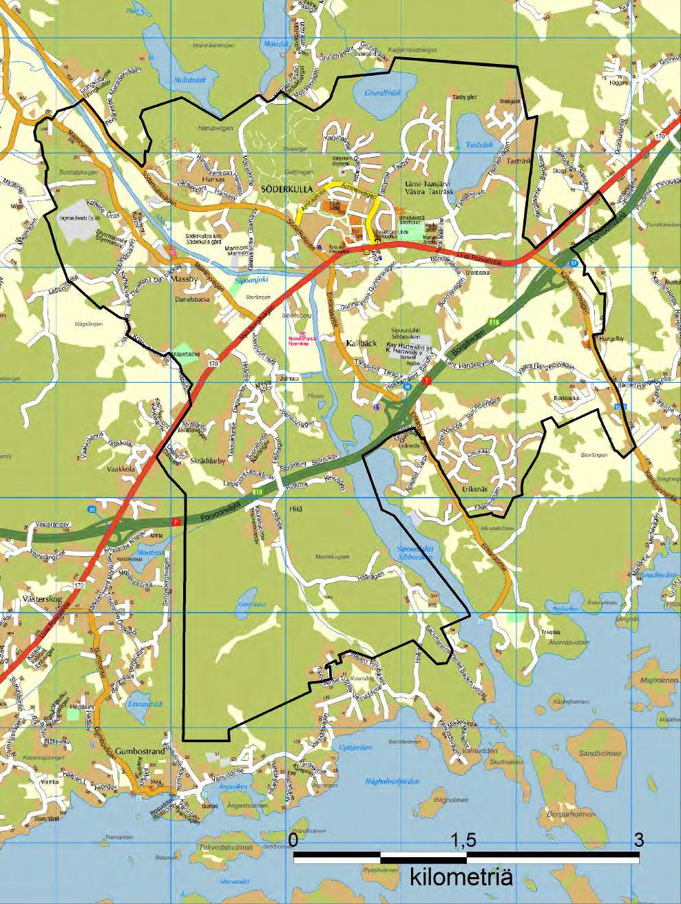 Kaava-alue Planområde Osayleiskaava-alueen laajuus noin 1650