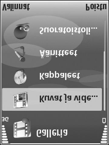 Galleria Kun haluat tallentaa ja järjestää kuvia, videoleikkeitä, äänitteitä, kappalelistoja ja suoratoistolinkkejä, paina -näppäintä ja valitse Galleria.