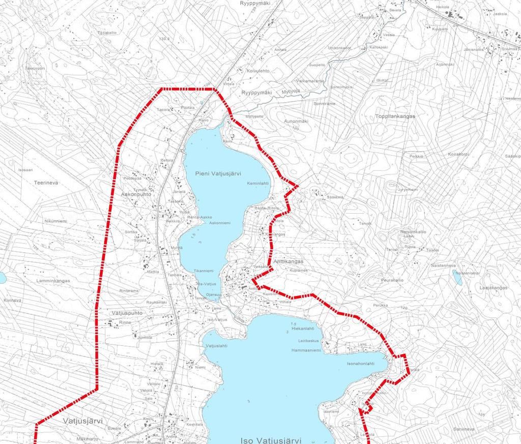 SUUNNITTELUALUE Vatjusjärvi sijaitsee Haapaveden keskustaajaman eteläpuolella noin 7 km