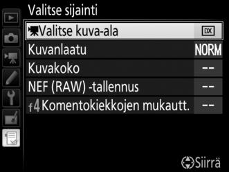 Siirrä uutta kohdetta ylöspäin tai alaspäin Omassa valikossa