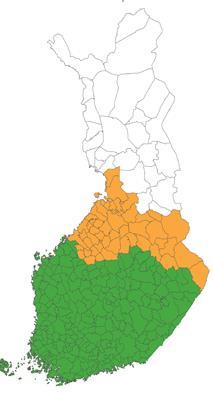 Juurikäävän leviämisen riskialue Juurikäävän leviämisen riskialueet ovat metsälaissa tarkoitetut keskinen ja eteläinen Suomi.