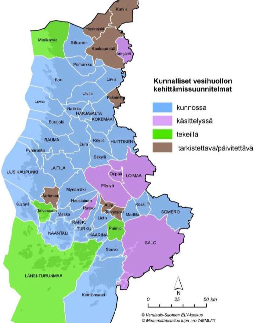 Lounais-Suomen alueelliset vesihuollon kehittämissuunnitelmat Kokemäenjokilaakson vesihuollon kehittämissuunnitelma 2002 Pohjois-Satakunnan yleissuunnitelma 1997 Rauman seudun vesihuollon