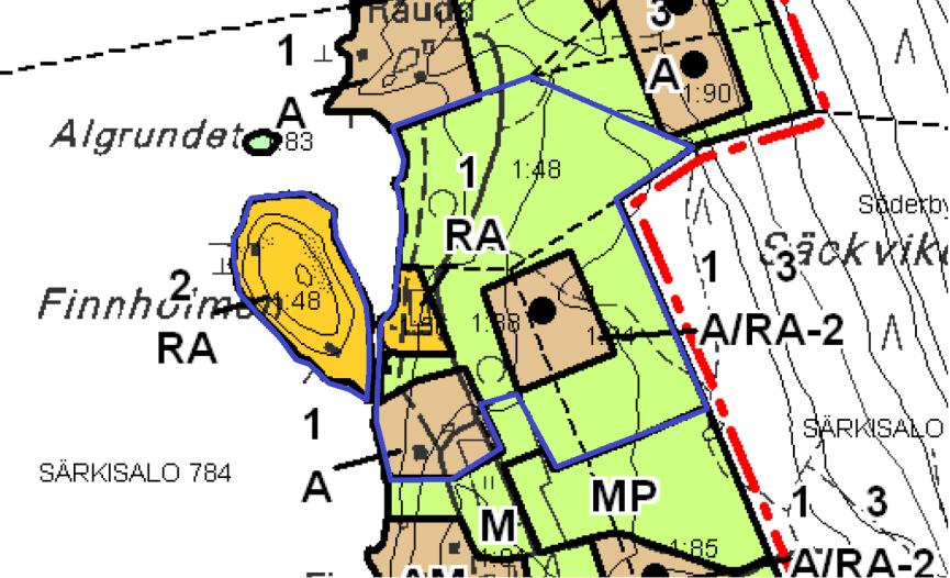 Nosto Consulting Oy 10 (21) Kaava-alueen sijainti osayleiskaavassa: Kiinteistö 734-794-1-56 on osayleiskaavassa loma-asuntoaluetta (RA) samoin kuin Finnholmenin saaren alue.