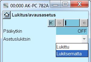 Arvoja voidaan muuttaa, kun se on lukittuna, mutta vain sellaisten asetusten arvoja, jotka eivät vaikuta konfigurointiin 2.