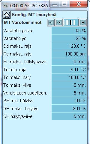 capacity (min. teho) Min. teho ohituksessa (ilman minimitehoa kompressori ei jäähdy) PWM start teho Minimiteho, jolla kompressori käynnistyy (tähän on asetettava suurempi arvo kuin PWM Min.