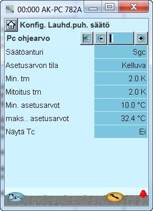 Aseta arvot tehonsäädölle Esimerkissämme lauhdutinpainetta säädetään Sgc ja Sc3 (kelluva asetusarvo) perusteella.