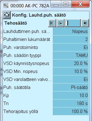 Toiminto "Monitor fan safety" vaatii varopiirin jokaiselta puhaltimelta 3 - Pc reference (asetusarvo) Control sensor (säätöanturi) Sgc: lämpötila kaasujäähdyttimen ulostulossa.