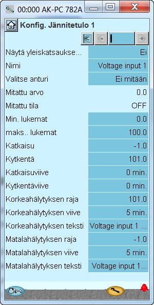 Konfigurointi - jatkoa Erilliset jännitesignaalit 1. Valitse Voltage inputs (jännitesisääntulot) 2. Valitse haluttu jännitesignaali 3.