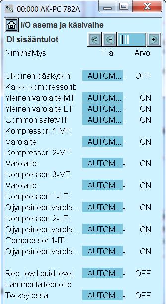 Tarkastusta varten asetusten on oltava lukittu 3. Tarkista digitaaliset ulostulot Kunkin ulostulon käsikäytöllä voidaan tarkistaa, onko ulostulo kytketty oikein.