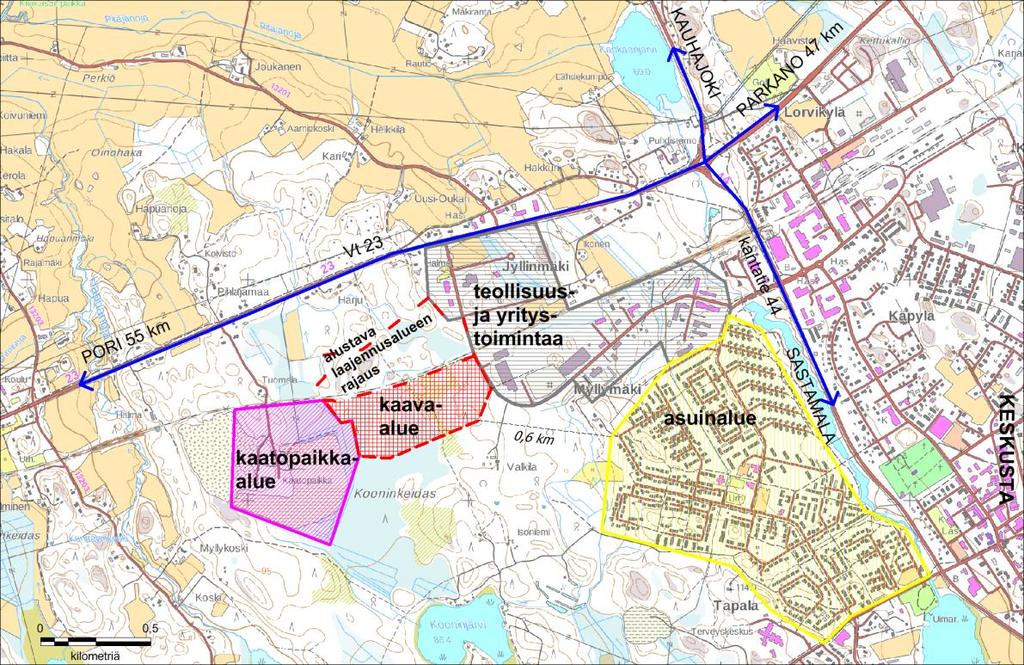 Ympäristökeskus 214005190 6 2.2 Asemakaava Teollisuustonttien hyvästä kysynnästä johtuen on tonttien varanto käynyt vähiin.
