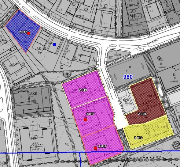 Opiskelija-asunnot Tontin luovutusvuosi Suvikuja 8 ja 10 Suvikujalta kaksi 8-kerroksista kerrostalotonttia opiskelijaasumiseen Kunnallistekniikka valmis Yhteensä 170 asuntoa Kohteet ovat