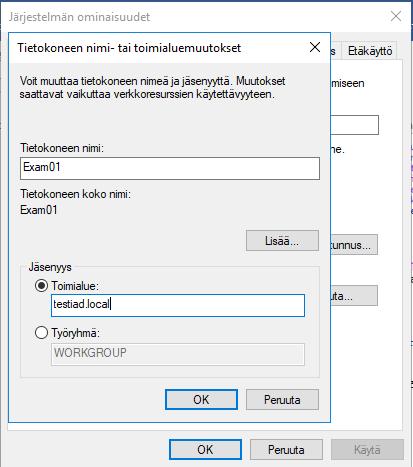 21 7.5 Koneen liittäminen toimialueelle Ennen liittämistä on suositeltavaa tehdä koneesta varmuuskopio.