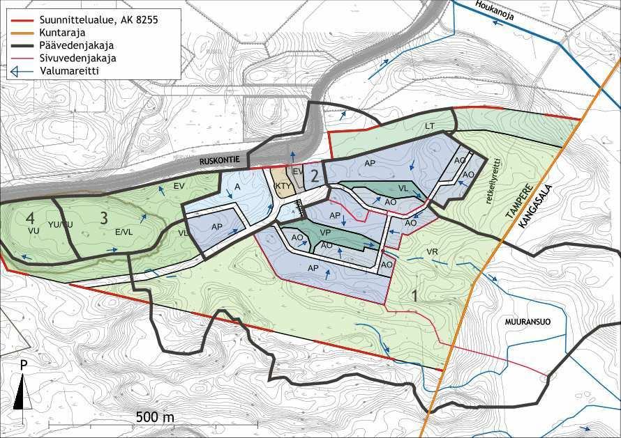 FCG Finnish Consulting Group Oy Loppuraportti 8 (31) 3 SUUNNITELLUN MAANKÄYTÖN HYDROLOGISET VAIKUTUKSET 3.1 Suunniteltu maankäyttö Suunnittelualueelle rakennetaan uusi pientalovaltainen asuinalue.