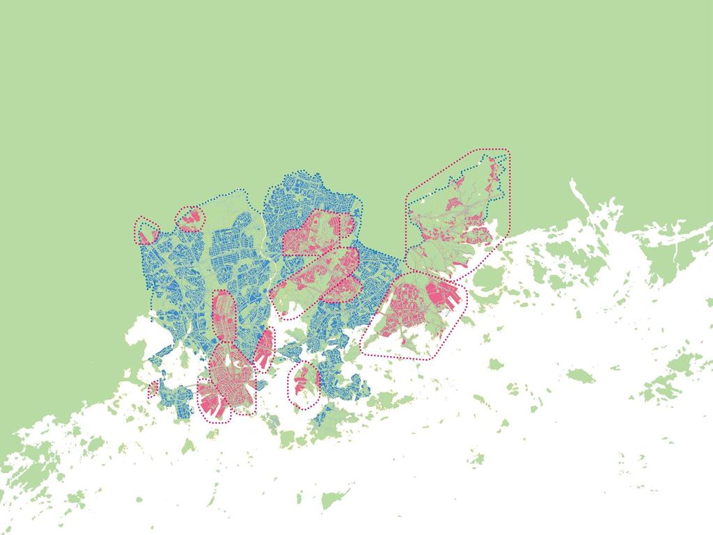 Liite 3. Kaupungin aluerakentamiskohteet Kuninkaantammi 2009 2025 5 500 asukasta 1 000 työpaikkaa Honkasuo 2009 2025 2 000 asukasta Keskusta 200 000 työpaikkaa 1,6 milj.