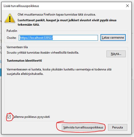 6. Tarkista, että avautuvassa ikkunassa on valittuna