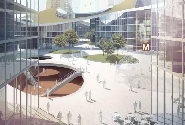Metroaseman lähiympäristöä kehitetään kävelykeskustana, joka kytkeytyy kävely- ja pyöräilyyhteyksin muihin alueisiin.