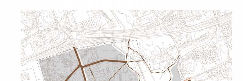 Jalankulku ja pyöräily Finnoon alueen poikki metroaseman kautta kulkee itä-länsisuuntainen pyöräilyn laatureitti.