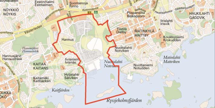 Finnoo osana metrovyöhykettä Länsiväylä Voimalaitos Venesatama