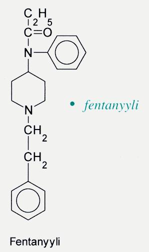 Fentanyyli (alfentaniili, sufentaniili, remifentaniili) npetidiiniryhmän uusia potentteja johdoksia, fenyylipiperidiinijohdos nlyhyet vaikutusajat => leikkausten aloittamisessa ja niiden aikaisessa