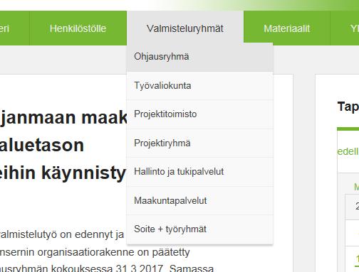 Valmisteluryhmät => ohjausryhmä/työvaliokunta Vieritä sivua alaspäin, kaikki