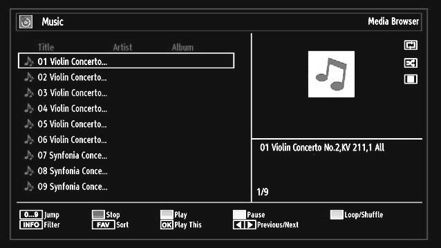 0..9 (Numeric buttons): Jumps to the selected fi le. Play This (OK button) : Plays the selected fi le. Play (GREEN button) : Plays all media fi les starting with the selected one.