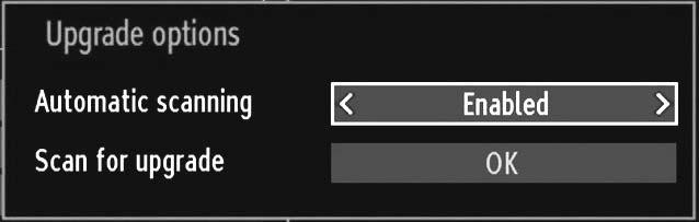 setting. In order for the proper operation, please ensure that the TV is set to standby mode. You can enable or disable automatic upgrade by setting Automatic Scanning option.